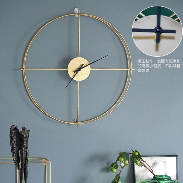 

wall clock living room nordic light luxury clocks metal wrought iron silent home bedroom simple retro art creative