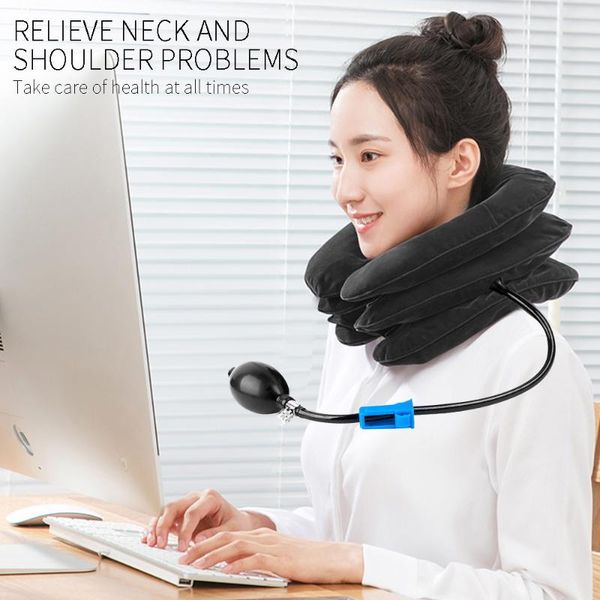 

pillow massager cervical therapy red pvc liner air inflatable relaxing neck u shape