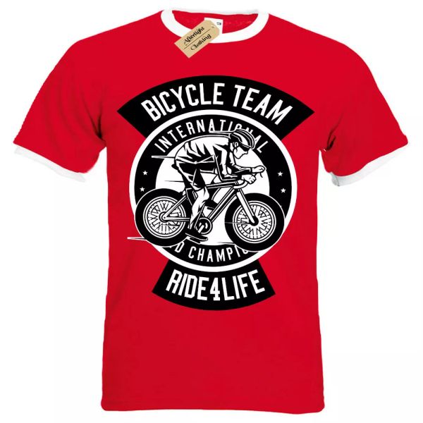 

Bicicletta Squadra T-Shirt Ride For Life Uomo Suoneria, White;black