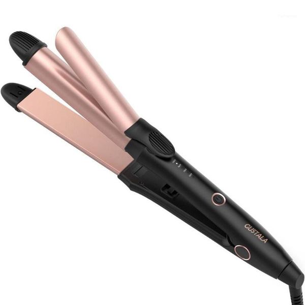 

gustala eps868 professional fast heating 2-in-1 hair straightener curler work dating salon styling tool1, Black