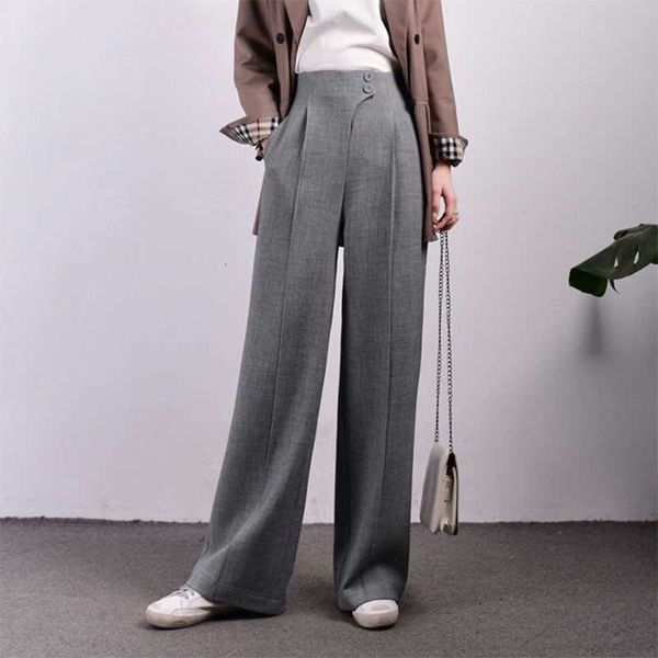 

women's jumpsuits & rompers spring korea fashion women high waist wide leg pants all-matched casual solid loose suit femme trousers v27, Black;white