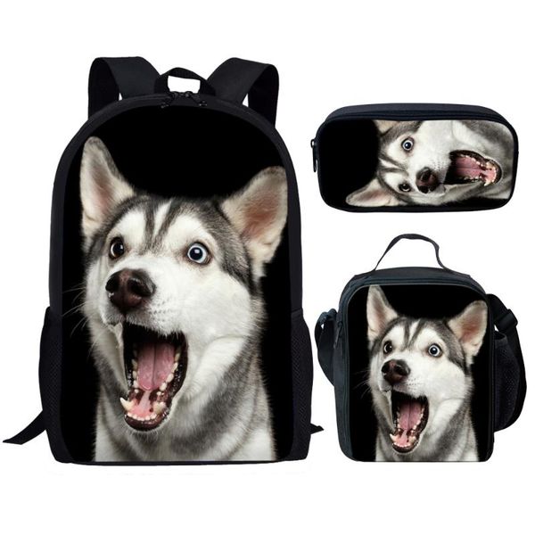 

customzied husky dog print children school bag set for girls boys primary student backpack kids book mochila escolar bags