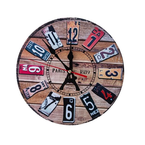 

wall clocks home decoration modern printed decorative alarm american industrial clock round mute hanging