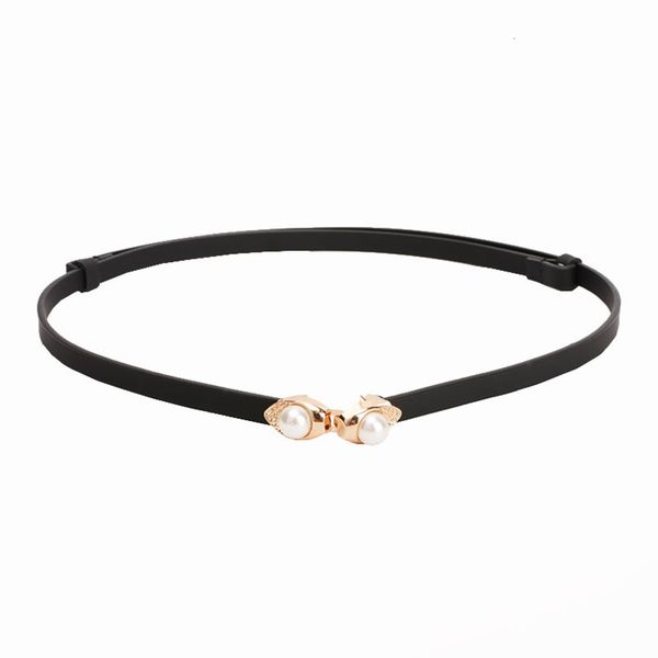 

waistbands pearl belt waist korean sweet inlaid silk cowhide pure color, Black;brown