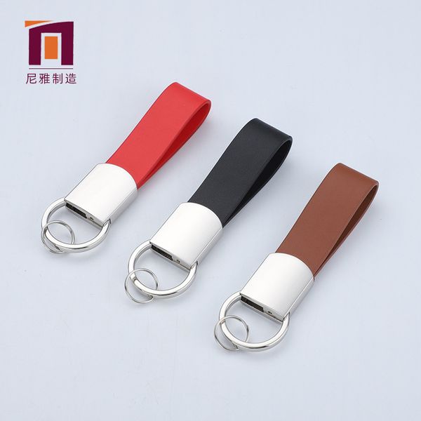 

factory pu metal leather car key chain as a small gift