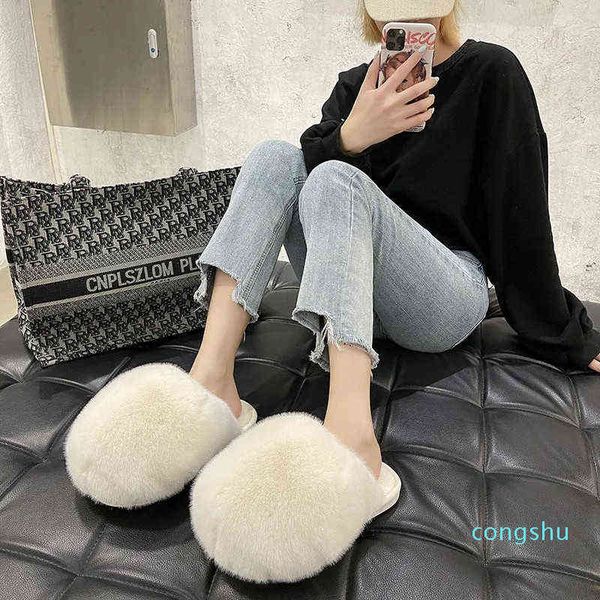 

fashion warm indoor women home shoes winter wool fluffy slippers sweet platform slip on comfort soft light cotton plush shoes 66, Black