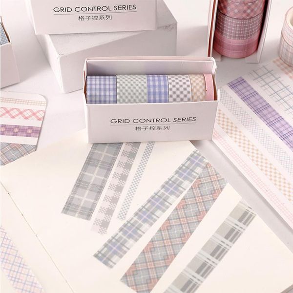 

gift wrap 6pcs/box basic grid washi tape set stickers scrapbooking diy masking scrapbook paper journal stationery supplies
