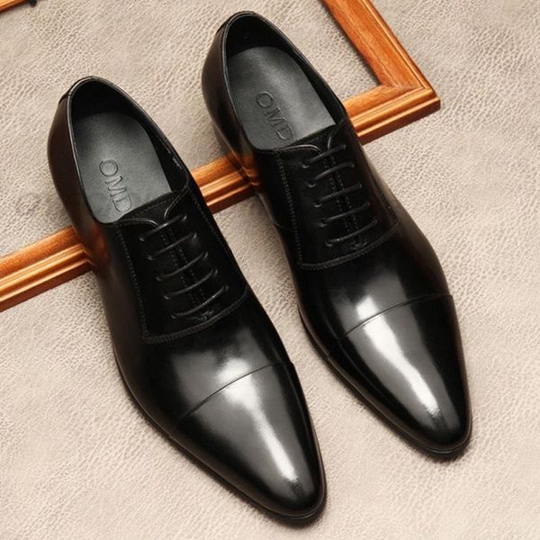 

dress shoes italian brand genuine leather business men size 12 pointed toe lace up wedding formal black oxford party e10j