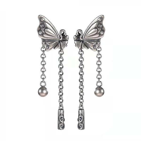 

dangle & chandelier 2021 simple retro butterfly tassel earrings, Silver