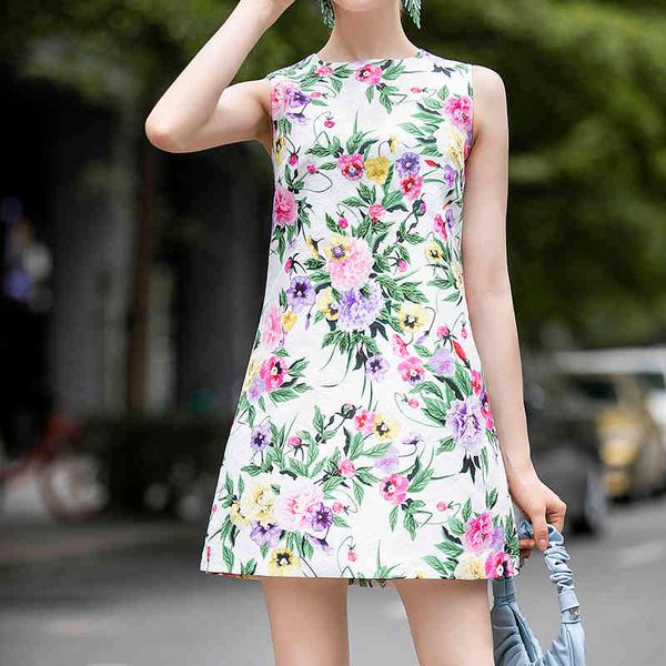 

retro strip impression frizzy flowers sleeveless vest dress of quality feminine stylish temperament style, Black;gray