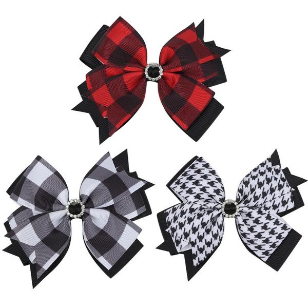 

hair accessories oaoleer cute plaid hiar bows with clip linen fabric clips for girls children hairgrips handmade, Slivery;white