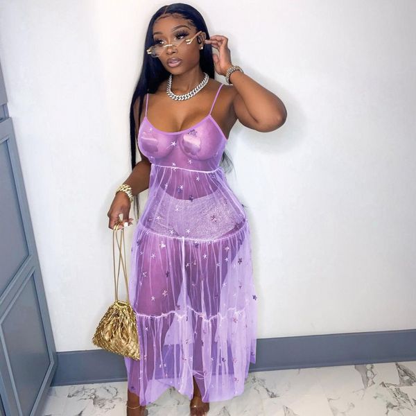 

women sparkling sequins party dress summer spaghetti strap sleeveless see through y2k long maxi dresses, Black;gray