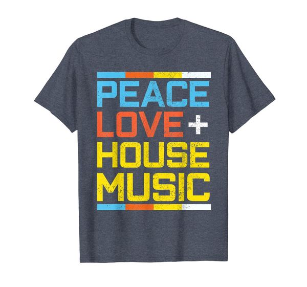 

house music t-shirt vintage retro peace love edm dj gift, White;black