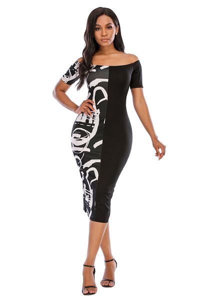 

factory5mw5 multi note al073 color large women's print dress, White;black