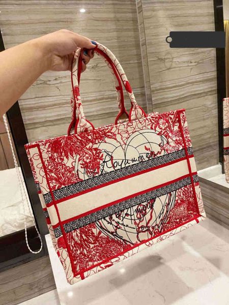

evening bags 2021 shopping bag red love embroidery retro fashion casual versatile style with liner large capacity high-end brand t