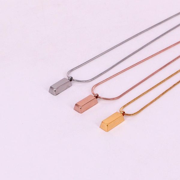 

chokers gold bar stainless steel necklace for women's 18k plated clavicle chain to get rich couples girlfriends pendant, Golden;silver