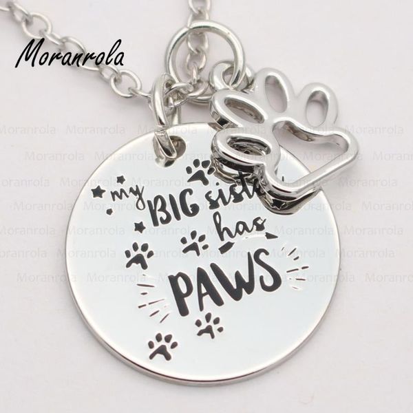 

pendant necklaces arrive "my big sister has paws "necklace &keychain charm dog gift for lover, Silver
