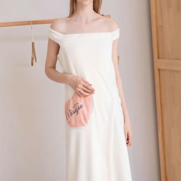 

women coral velvet thickened bathrobe super absorbent lovely sling home bath skirt pajamas drop shower caps