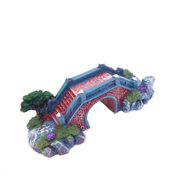 

decorations 2pcs aquarium fish tank artificial hillock with bridge resin ornament cave landscaping decoration for small