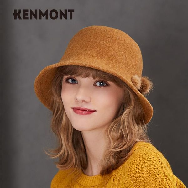 

stingy brim hats winter for women 2021 pure color woolen hat foldable fashion lovely fisherman vintage wool basin, Blue;gray