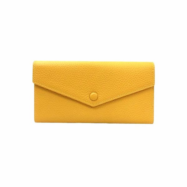

2021 new ins lychee pattern first layer cowhide simple envelope long wallet womens leather ultra-thin hand, Brown;gray