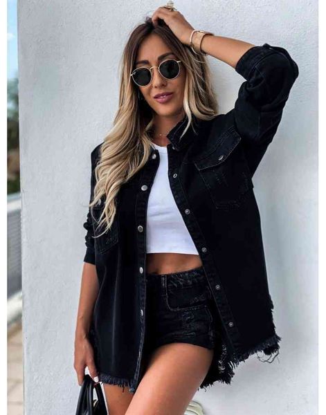 

women's jackets jacket in jeans with bat mango, baggy jacket hole, smooth, casual and autumn b617 eb1h, Black;brown
