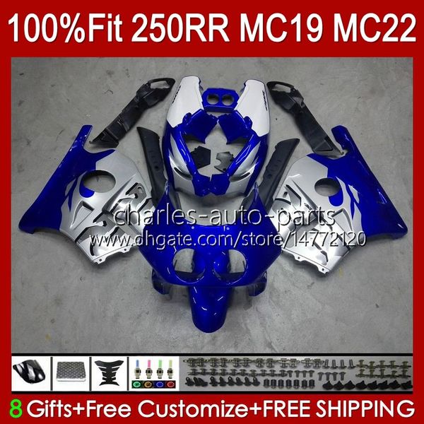 Spritzgusskörper für HONDA CBR 250RR 250 RR CC 250R CBR250RR 88 89 112HC.7 CBR 250CC MC19 88-89 CBR250 RR CC 1988 1989 OEM Vollverkleidungssatz Metall blau