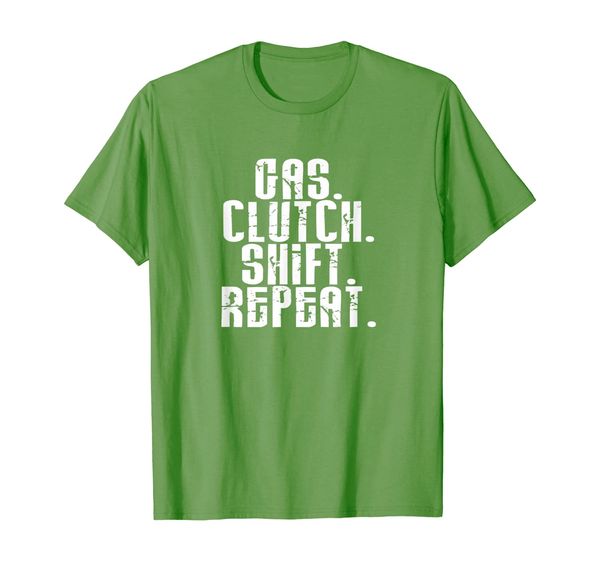 

funny gas clutch shift repeat shirt car truck driver tee, White;black