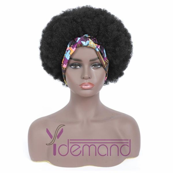 

synthetic wigs y demand 8 inches afro kinky curly wig short handband black for women