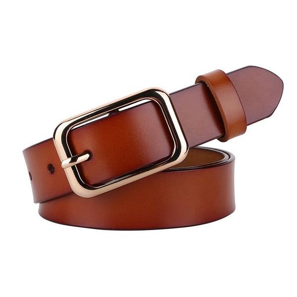 

belts elegzo women's genuine leather belt fashion jeans female pin buckle cowskin waistband selling, Black;brown