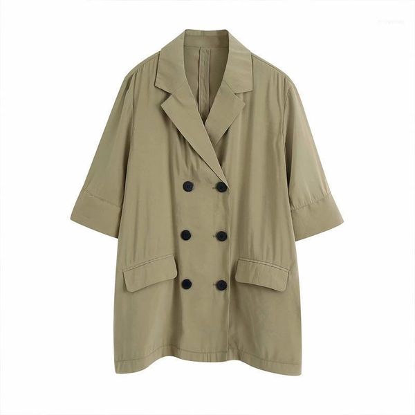 

women's suits & blazers ladies half-sleeved sagging casual blazer double breasted pocket loose jacket nude color autumn bb24701, White;black