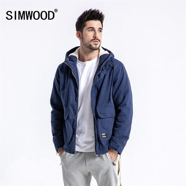 

brand winter jacket men casual slim fit thick coats fashion hooded velvet parka mens plus size clothes male 180531 211023, Black