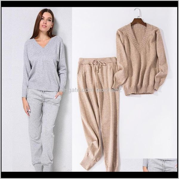 

two piece dress women sweater suit and setscasual sweaters pants 2pcs track suits woman casual knitted trousersjumper clothing se rchde, White