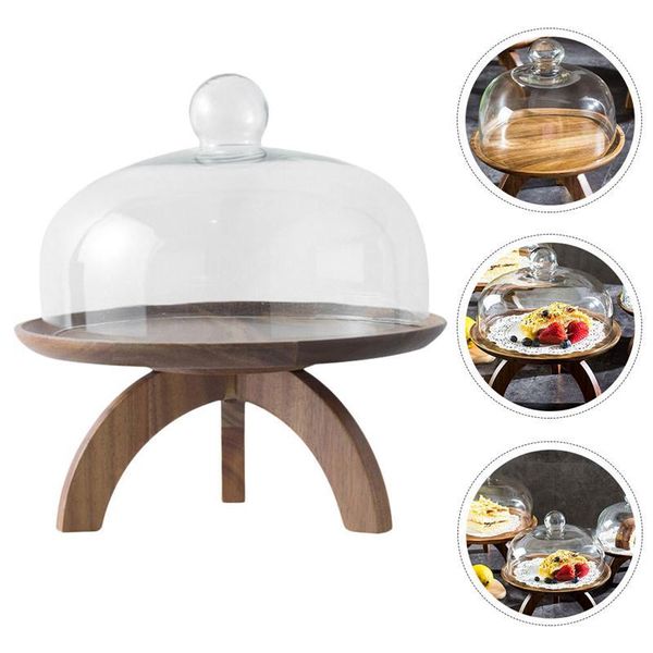 

other bakeware nordic wooden cake plate dessert fruit platter display rack stand with glass lid kitchen wedding party birthday decoration