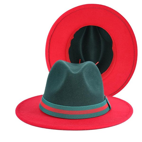 

wide brim hats 2021 women classics green and red fedora designer fashion street casual panama jazz caps ladies, Blue;gray