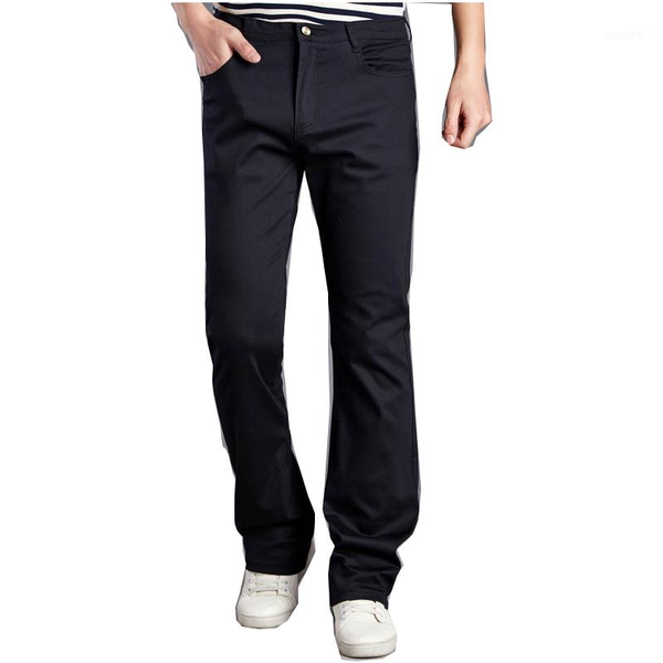 

men's pants casual flare slim white brown khaki black size 28-38 spring