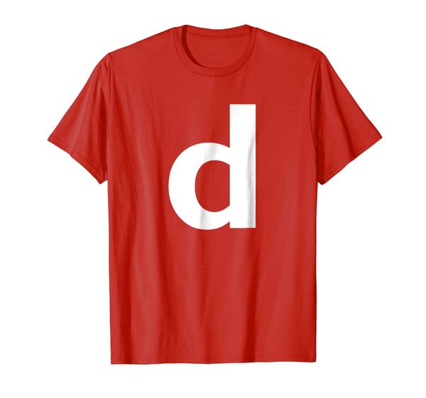 

alphabet letter d (small lower case) tee shirt, White;black