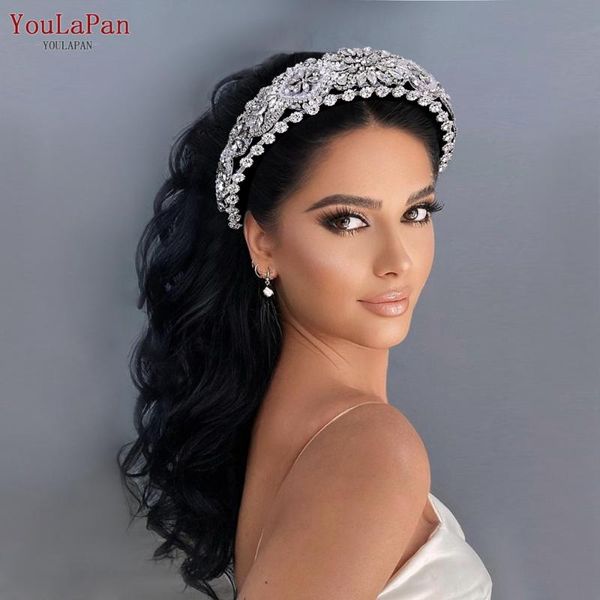 

hair clips & barrettes youlapan fg24 rhinestone padded headband baroque crystal hairbands silver beaded women tiara fashion bridal jewelry h, Golden;silver