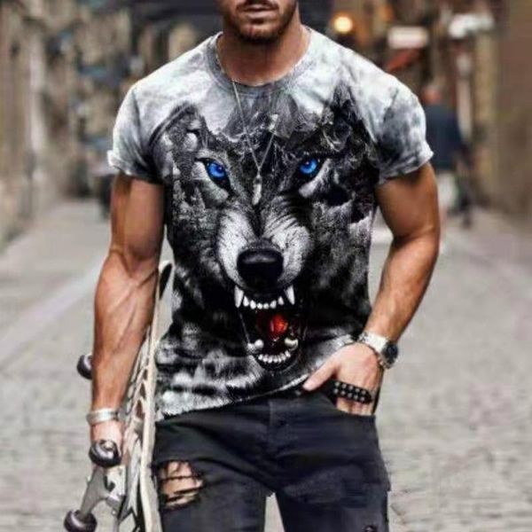 

men's t-shirts summer 3d printing wolf fashion men t-shirt trend casual o-neck short sleeve street harajuku style oversized, White;black