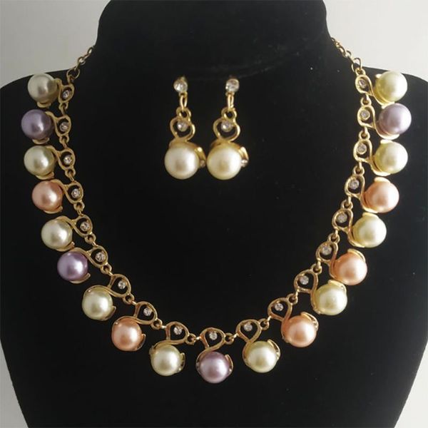 

chains imitation pearl wedding necklace earring sets bridal jewelry for women elegant party gift fashion costume, Silver