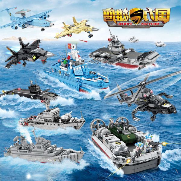 

assembled toys compatible with lego small particle building block toy sea, land and air model military tank 6-year-old children gift 84081