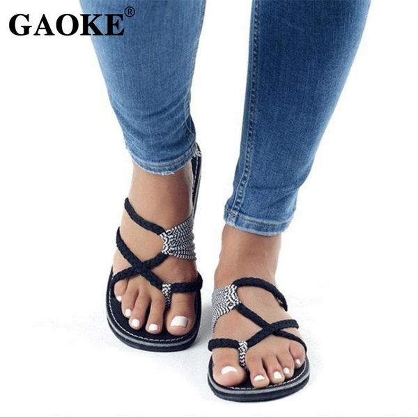 

women sandals size 35-43 summer shoes woman mix color flip flops 2021 female beach flat zapatos mujer slippers, Black