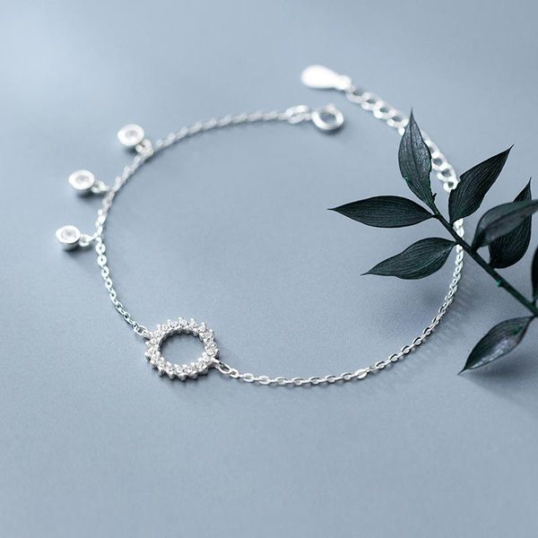 

miqiao 925 sterling silver women's bracelets anklet ornament fashion diamond zircon chain on leg silver hollow ring charm gift, Red;blue