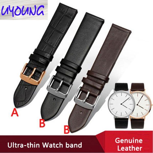 

watch bands ultra-thin leather watchband sweat-proof female male fit c-k, d-w universal strap 12mm 14mm 16mm 18mm 20mm 21mm 22mm, Black;brown