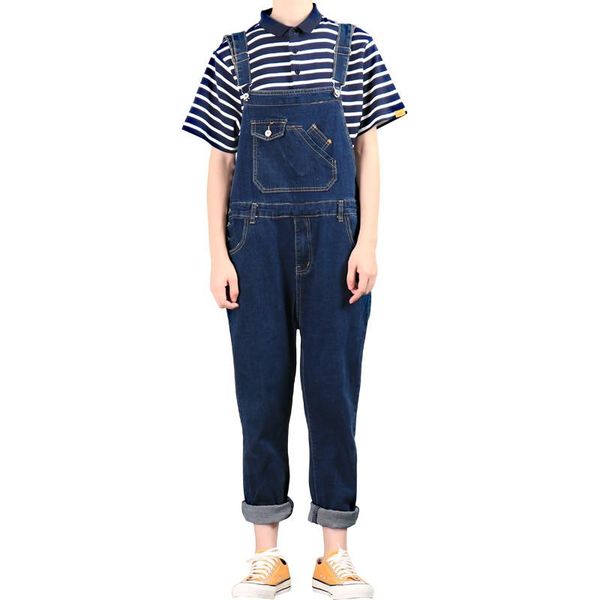 

men's pants jeans 2021 retro slim denim overalls men stretch korean suspenders, Black