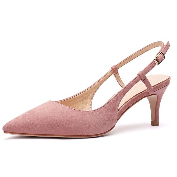 

dress shoes 2021 spring woman 6cm thin high heels slingbacks female pointed toe solid flock women's office lady elegant sandals, Black