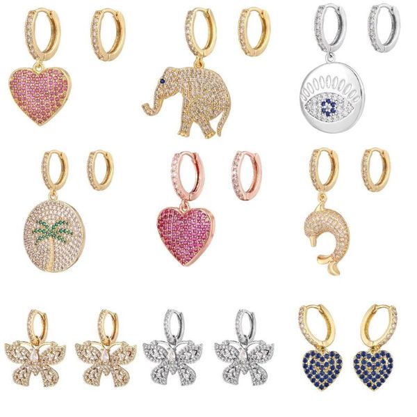 

hoop & huggie 1pair small earrings wholesale rainbow jewelry gold color tree cherry accessries for women, Golden;silver