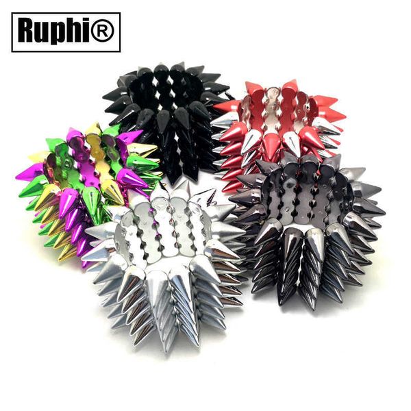 Kunststoff Gothic Nieten Spikes Elastische 5 Reihen Stretch-Armband für Hip Hop Frauen Party Rock Pyramiden Armband Punk Schmuck Q0717