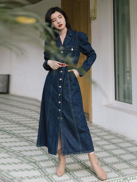 

casual dresses restoring ancient ways of tall waist jeans dress send belt, Black;gray