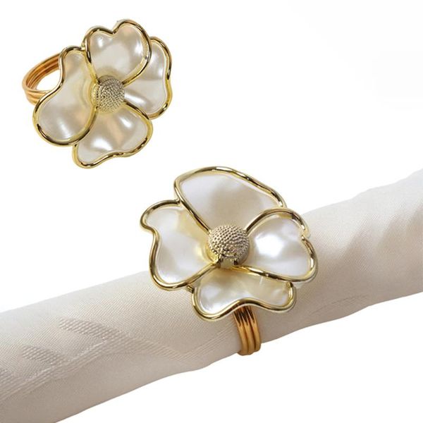 

napkin rings pearls set of 6, elegant metal serviette buckle holder for el wedding party holiday dining table decor